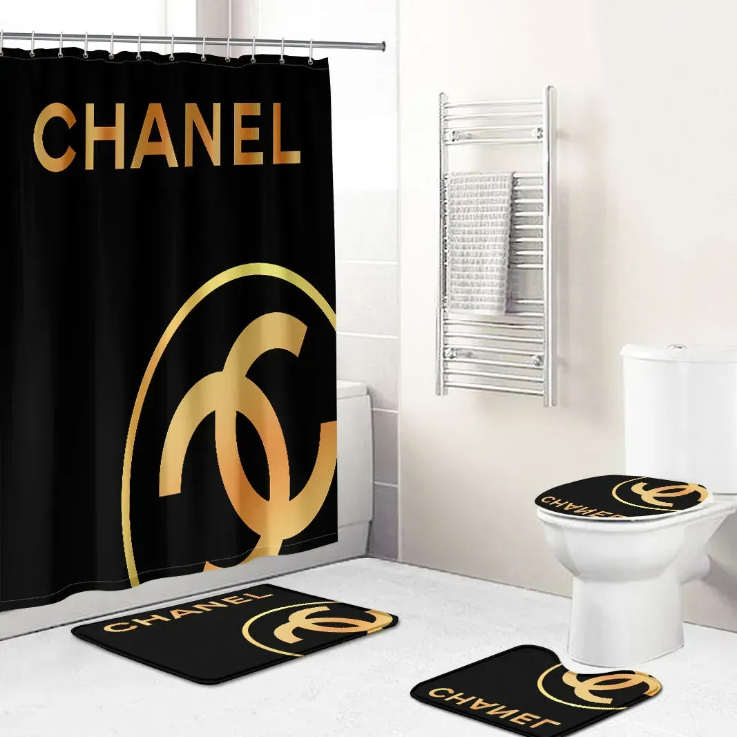 
                chanel yellow fashion logo limited luxury brand black bathroom set home decor
            