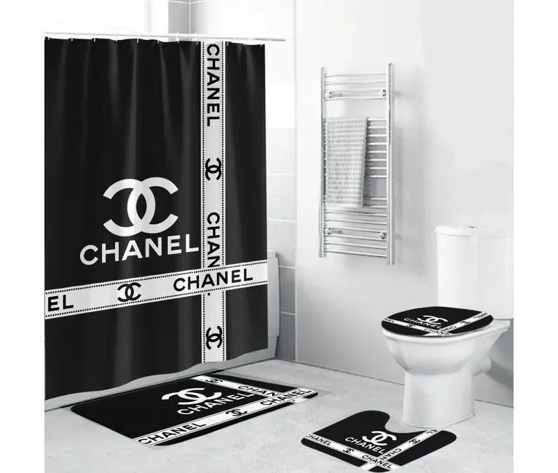 
                chanel black white fashion logo limited luxury brand bathroom set home decor
            