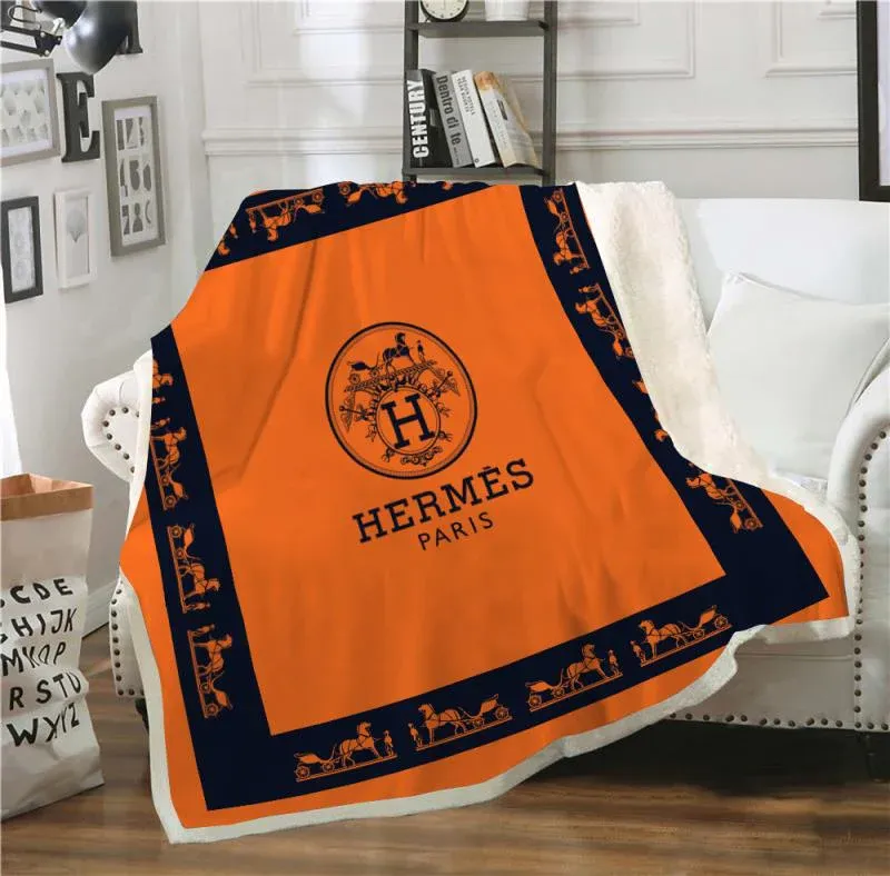 
                hermes orange fashion luxury brand fleece blanket comfortable blanket
            
