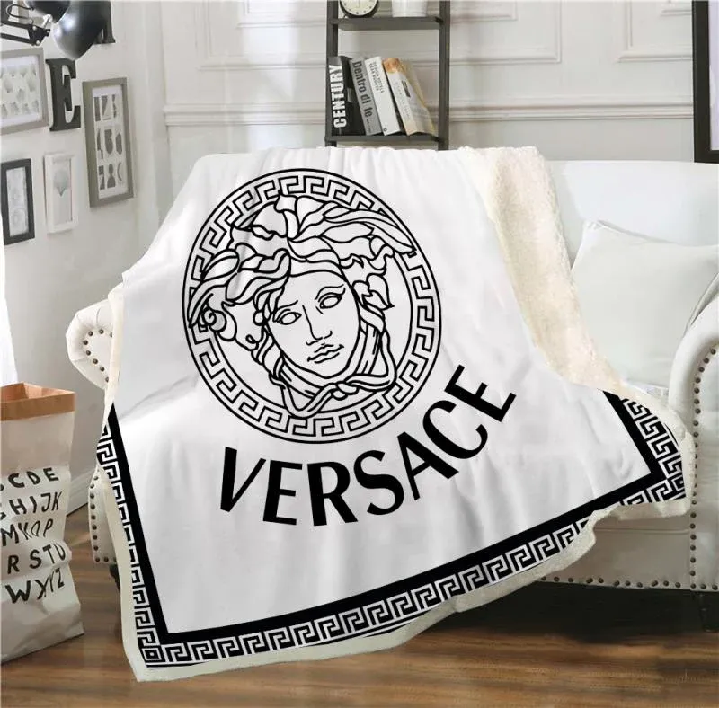 
                versace white fashion luxury brand blanket fleece comfortable blanket
            