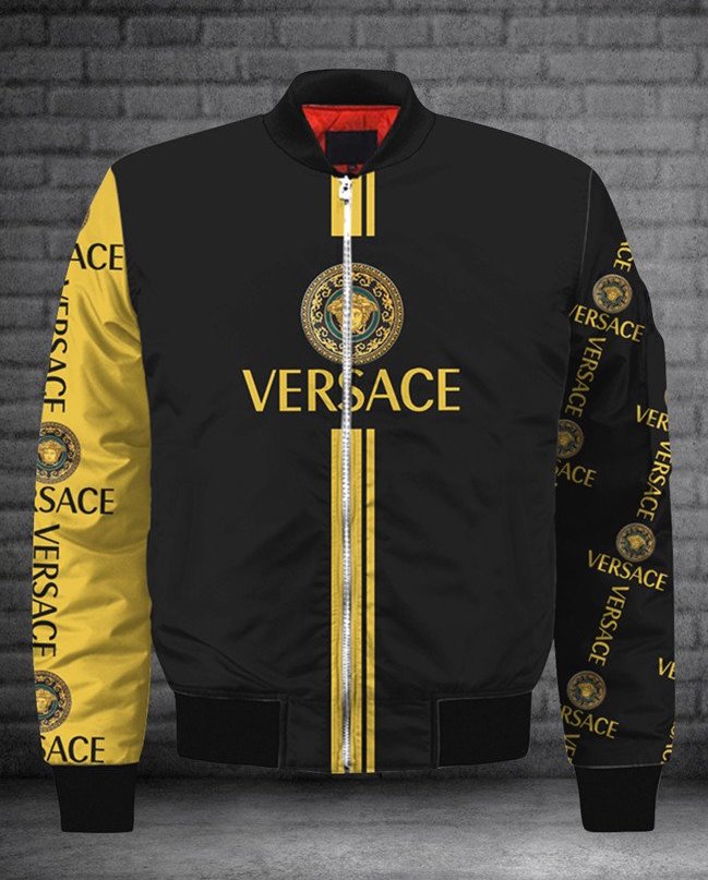 
                gianni versace black bomber jacket luxury clothing clothes outfit for men women
            