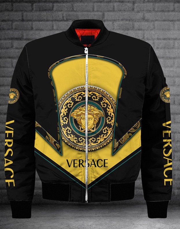 
                gianni versace black bomber jacket luxury clothing clothes outfit for men
            