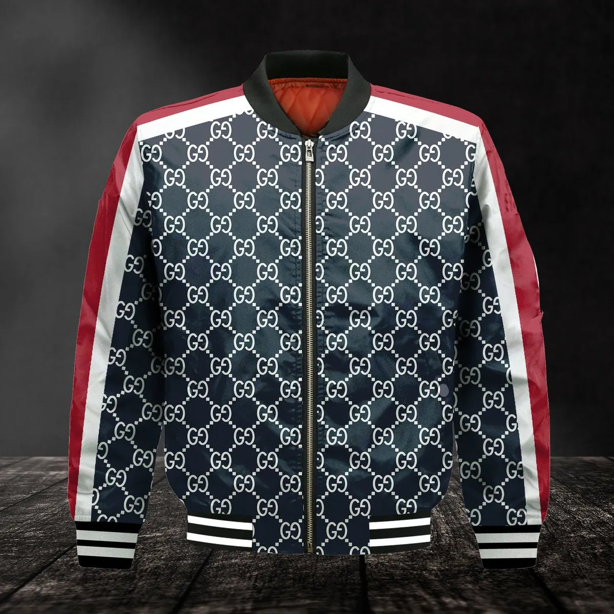 
                gucci navy jacket luxury brand clothing clothes outfit for men
            