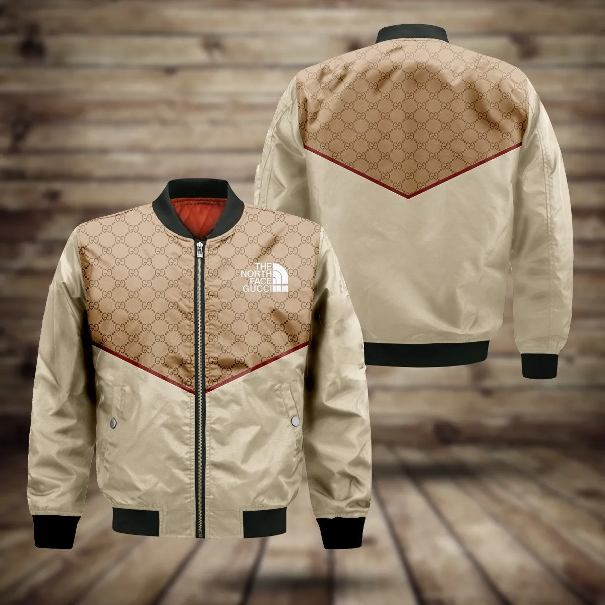 
                gucci the north face bomber jacket luxury brand clothing clothes outfit for men
            