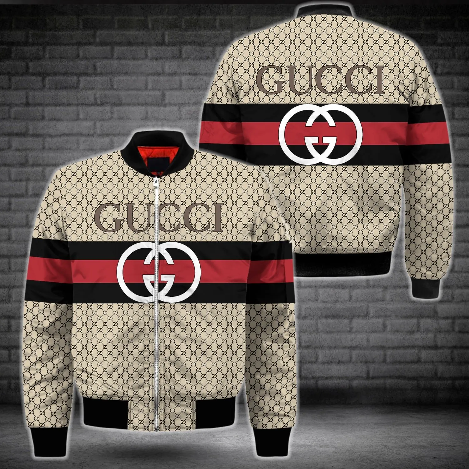 
                gucci stripe bomber jacket luxury brand clothing clothes outfit for men
            