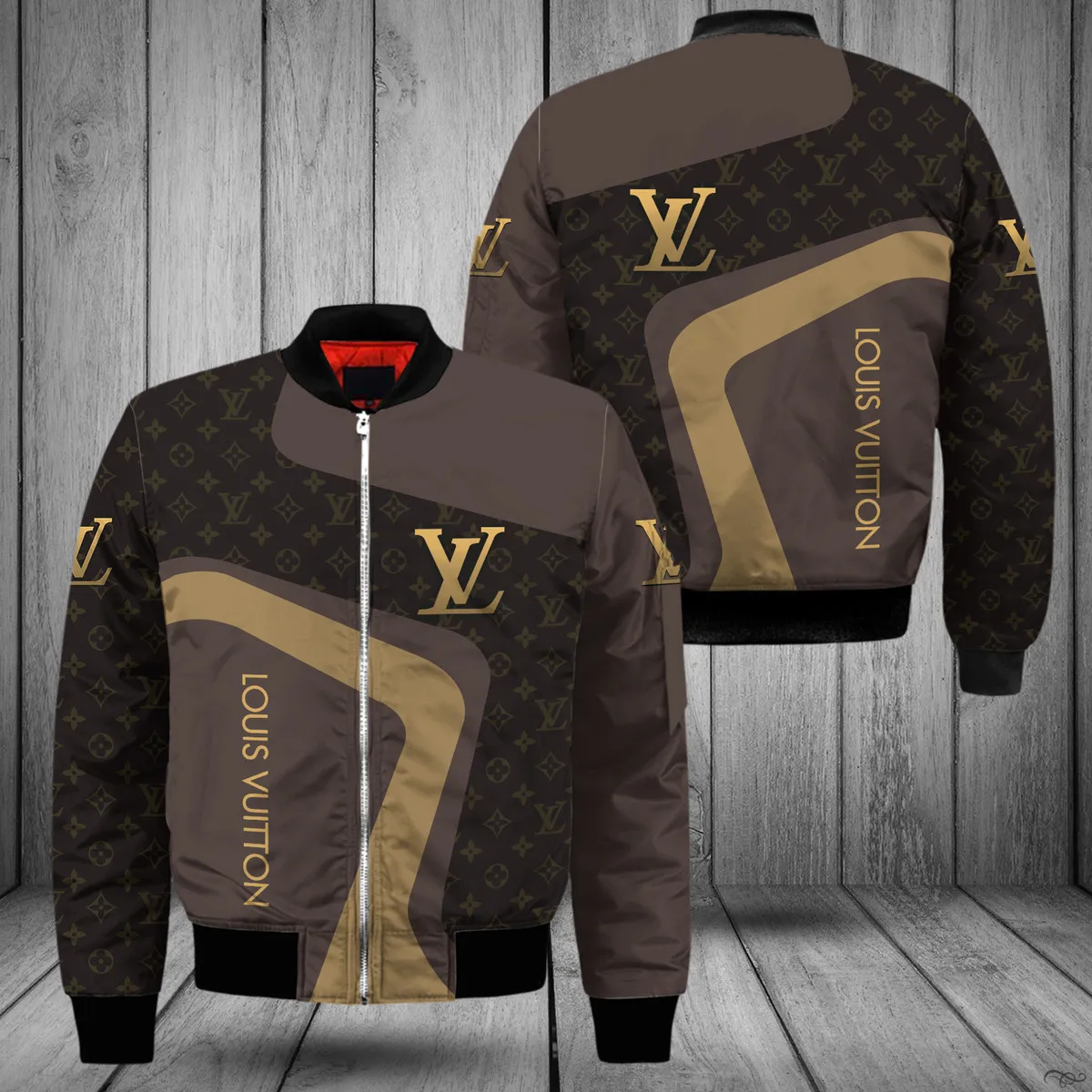 
                louis vuitton lv brown bomber jacket luxury clothing clothes outfit for men
            