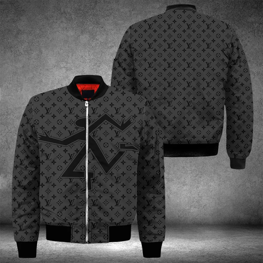 
                louis vuitton lv black bomber jacket luxury clothing clothes outfit for men
            