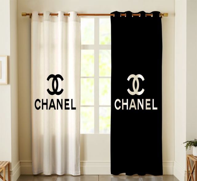 
                chanel premium logo luxury window curtain home decor
            
