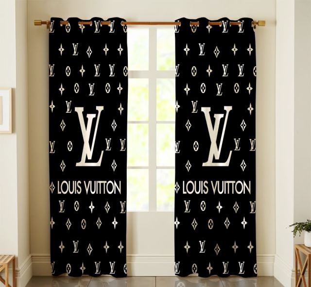 
                louis vuitton black luxury premium window curtain home decor
            