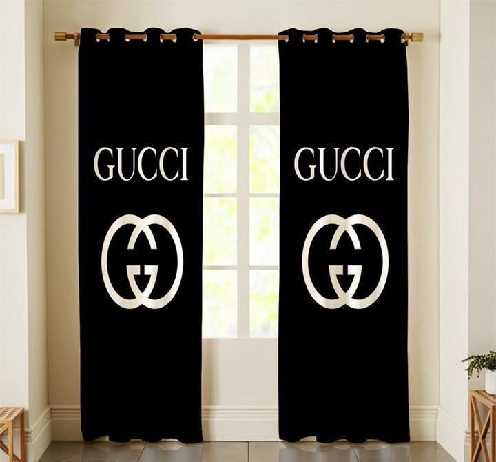 
                gucci black luxury brand logo premium window curtain home decor
            