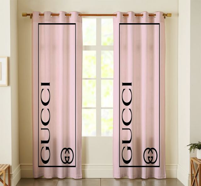 
                gucci pinky luxury brand logo premium window curtain home decor
            