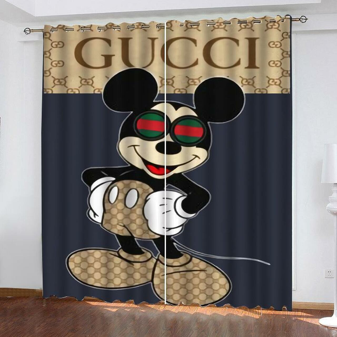 
                gucci mickey printed premium logo fashion luxury brand window curtain home decor
            