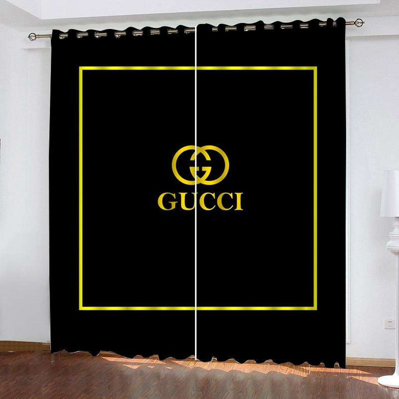 
                gucci printed premium logo fashion luxury brand window curtain home decor
            