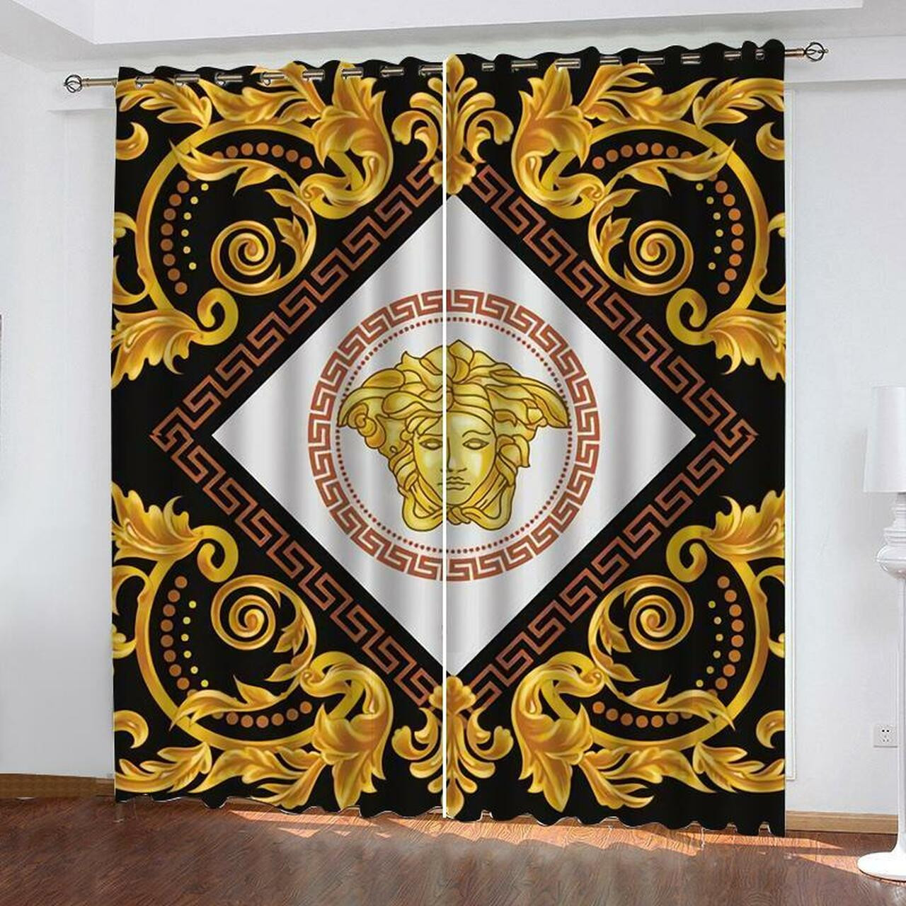 
                versace new printed premium logo fashion luxury brand window curtain home decor
            