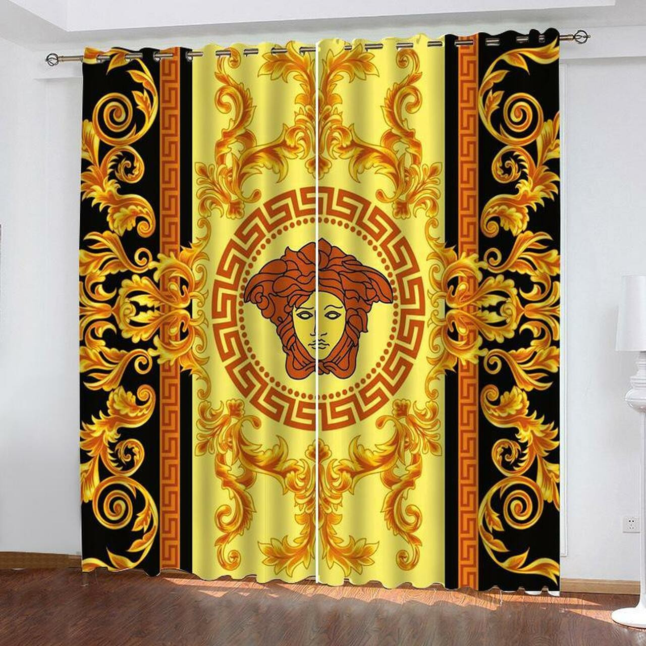 
                versace printed premium logo fashion luxury brand window curtain home decor
            