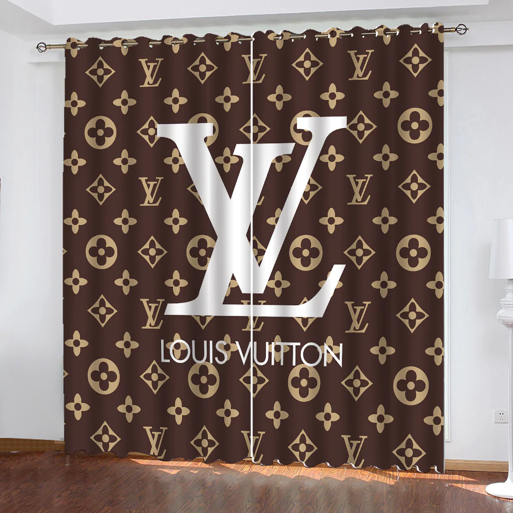 
                louis vuiton brown logo fashion luxury brand window curtain home decor
            
