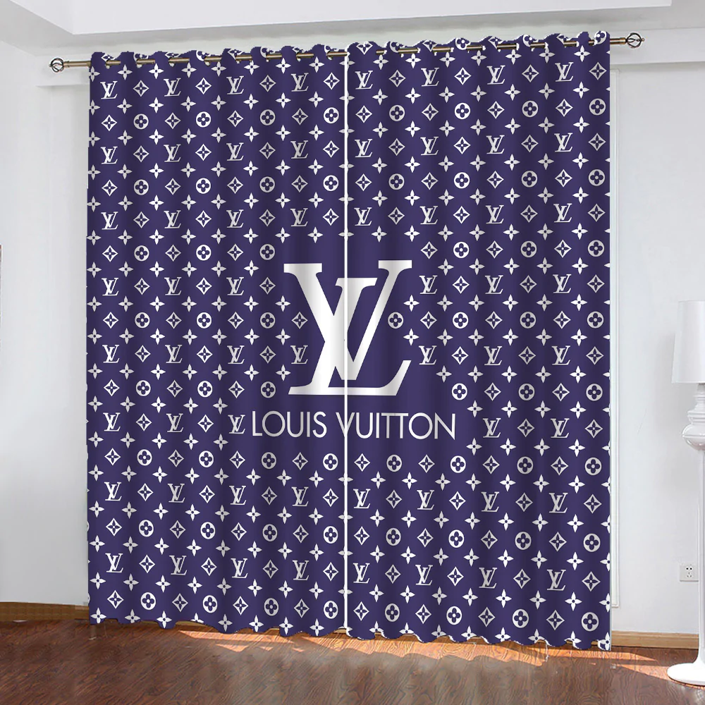 
                louis vuiton violet logo fashion luxury brand window curtain home decor
            