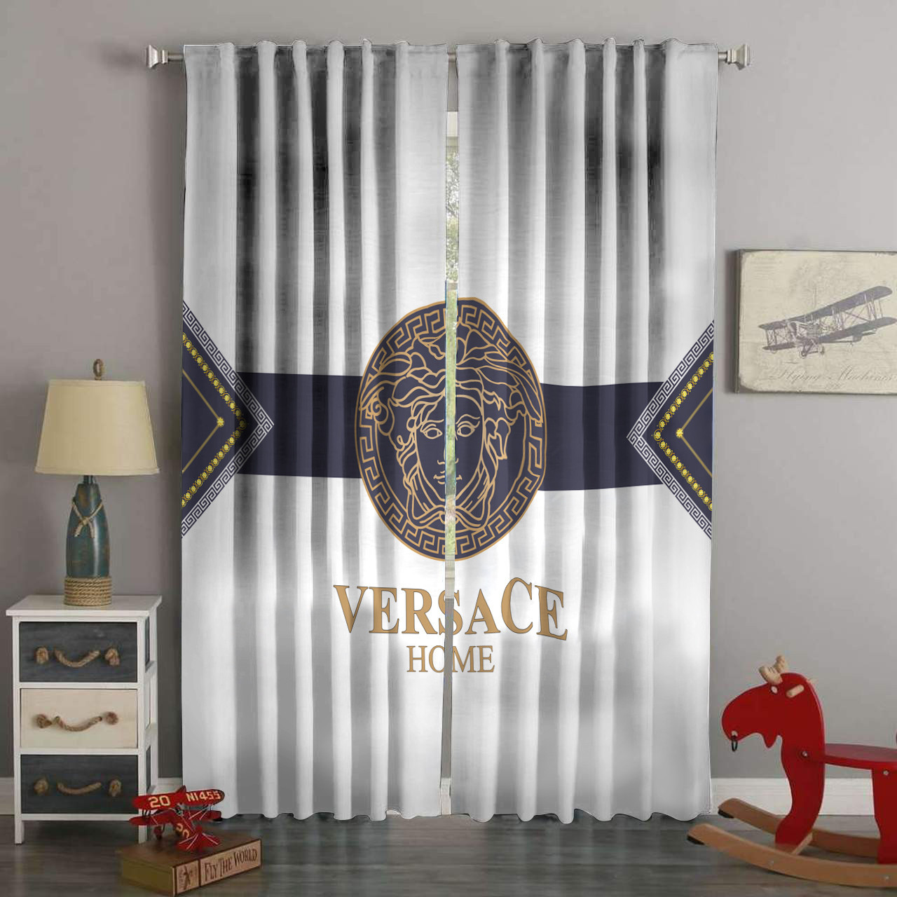 
                versace new fashion logo luxury brand window curtain home decor
            