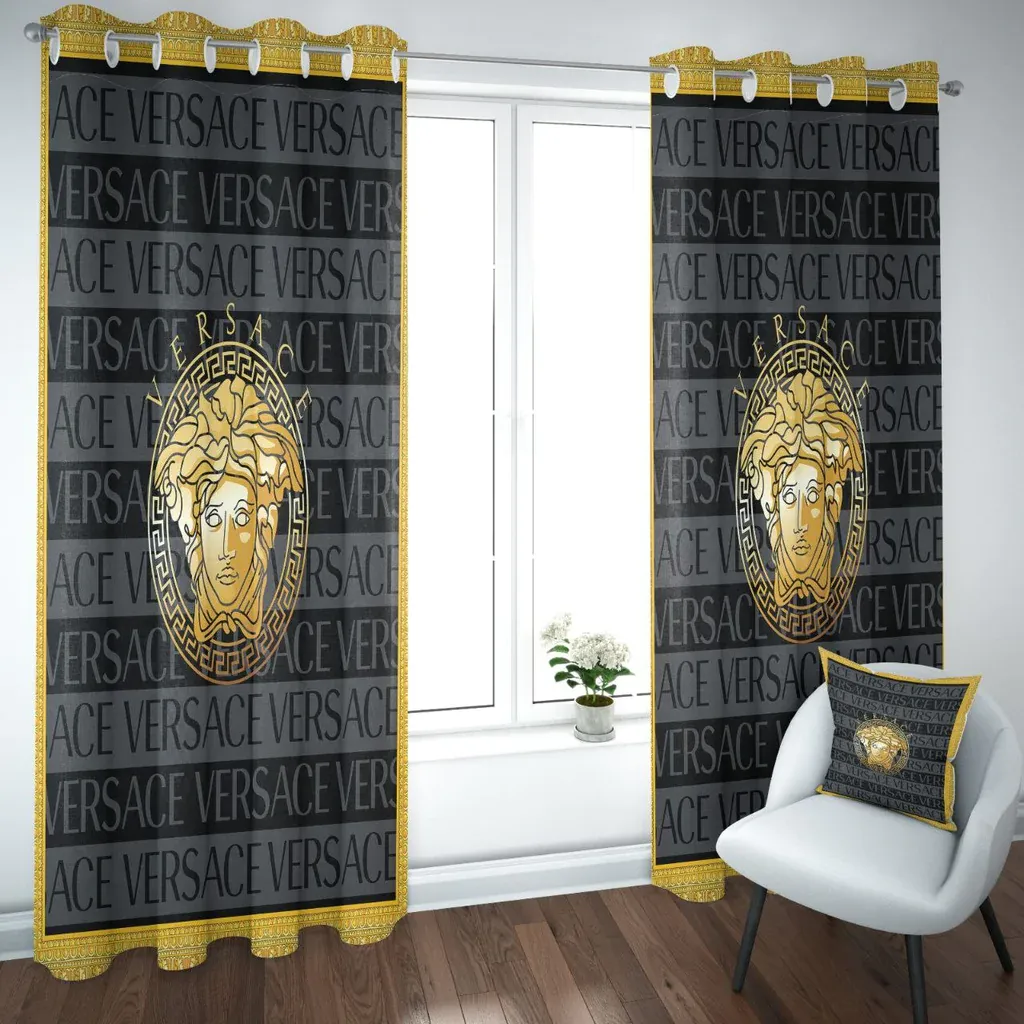 
                versace gold logo luxury window curtain curtain for child bedroom living room home decoration
            