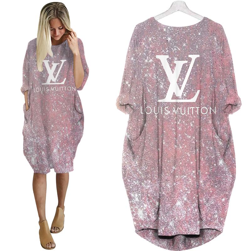 Louis vuitton bling batwing pocket dress lv luxury brand clothing clothes outfit for women 172 bwdl