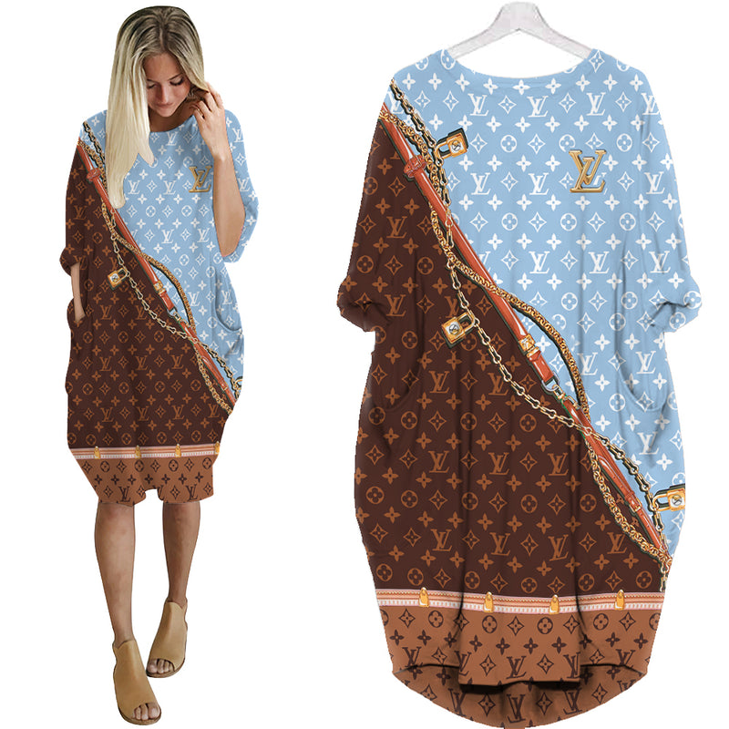 Louis vuitton fashion batwing pocket dress lv luxury brand clothing clothes outfit for women 185 bwdl