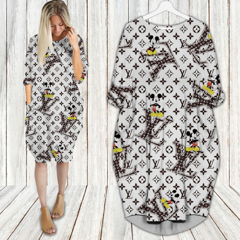 Louis vuitton lv mickey mouse disney batwing pocket dress luxury clothing clothes outfit for women 74 bwdl