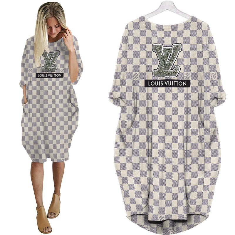Louis vuitton white batwing pocket dress lv luxury brand clothing clothes outfit for women 176 bwdl