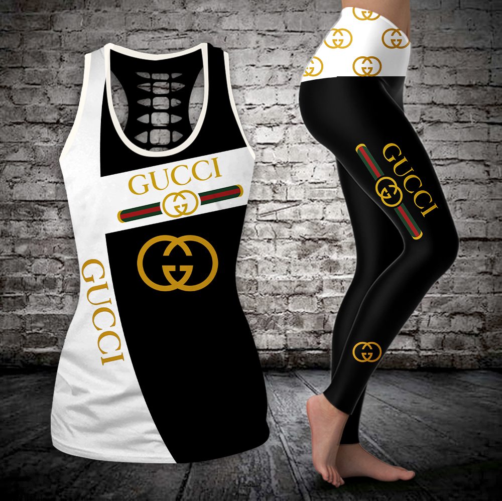 Gucci black white tank top leggings luxury brand clothing clothes outfit gym for women 132 htls