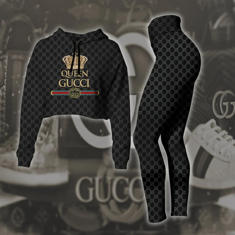 Gucci queen croptop hoodie leggings for women luxury brand clothing clothes outfit 27 ctlu