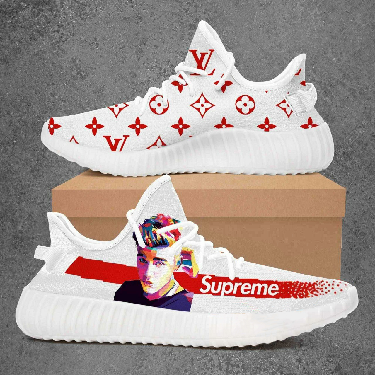 Buy louis vuitton supreme justin bieber yeezy boost shoes sport sneakers best lv gifts for men women 122 yzes