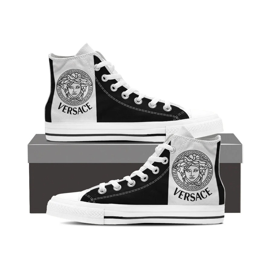 Gianni versace black white high top canvas shoes sneakers hot best for men women 61 htcv