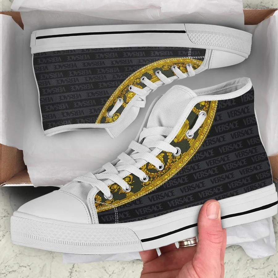 Gianni versace black white high top canvas shoes sneakers hot best for men women 62 htcv