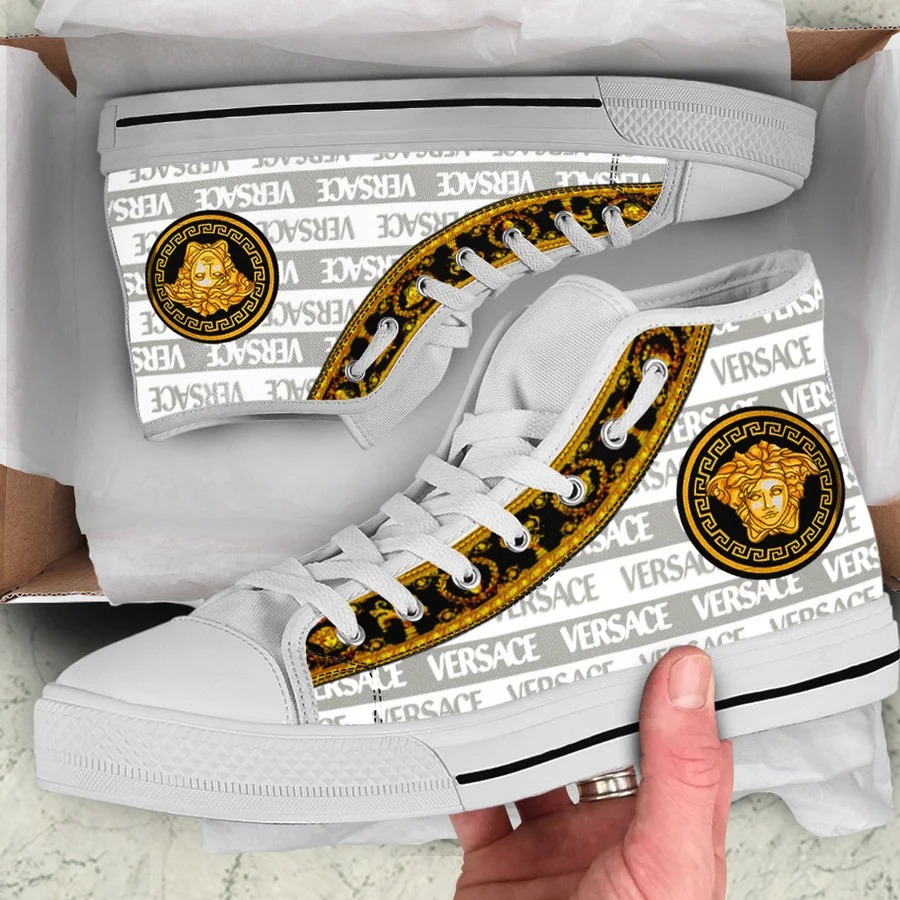 Gianni versace white high top canvas shoes sneakers hot best for men women 67 htcv