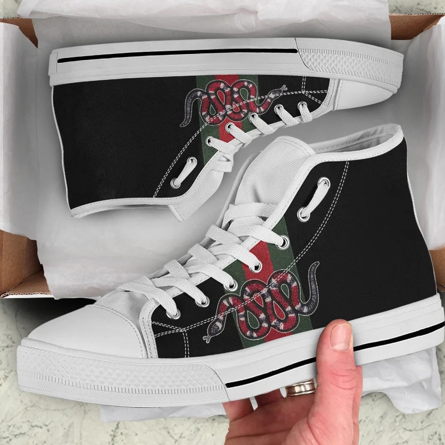 Gucci black snake high top canvas shoes sneakers hot best for men women 103 htcv