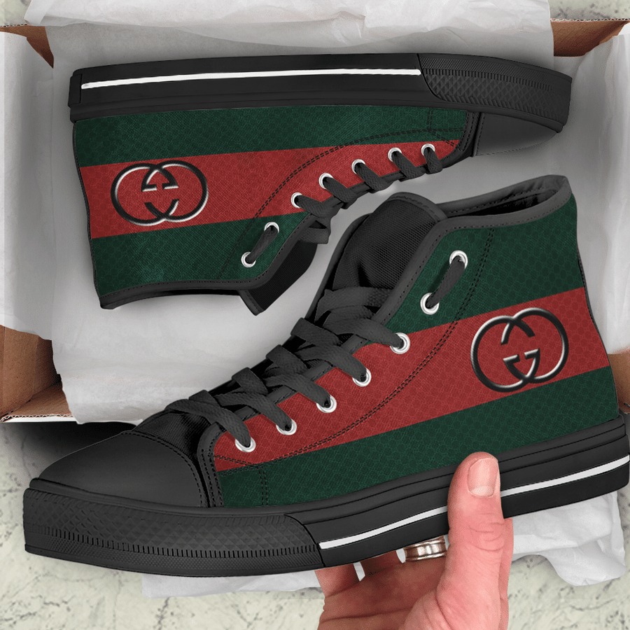 Gucci black stripe high top canvas shoes sneakers hot best for men women 71 htcv