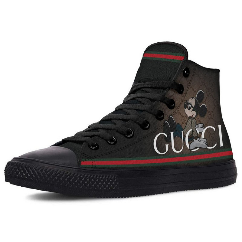 Gucci mickey high top canvas shoes sneakers hot best disney gifts for men women 108 htcv