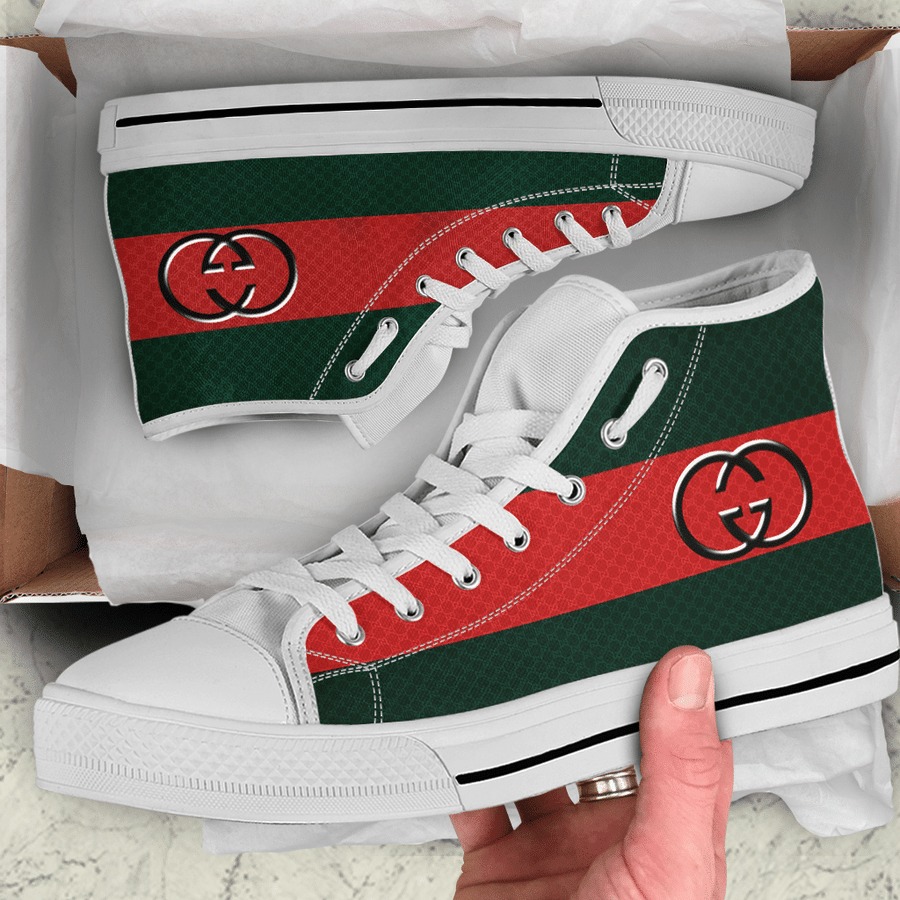 Gucci white stripe high top canvas shoes sneakers hot best for men women 72 htcv