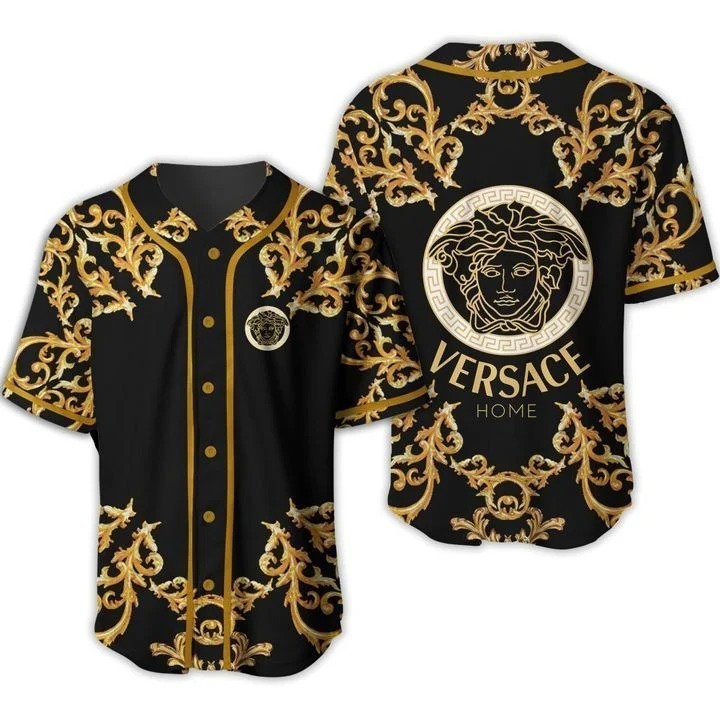 Buy gianni versace black gold baseball jersey shirt luxury clothing clothes sport for men women 83 mte
