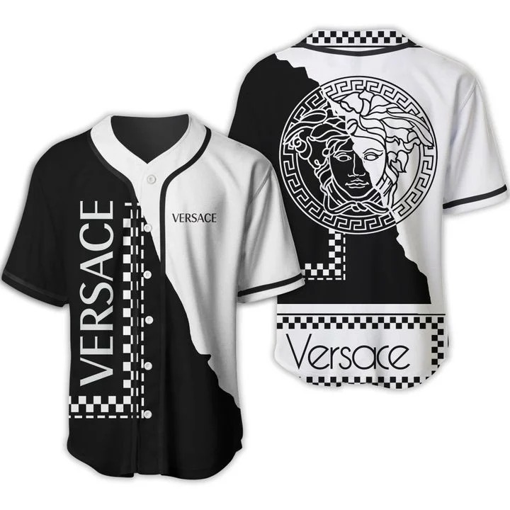 Buy gianni versace black white baseball jersey shirt luxury clothing clothes sport for men women 87 mte