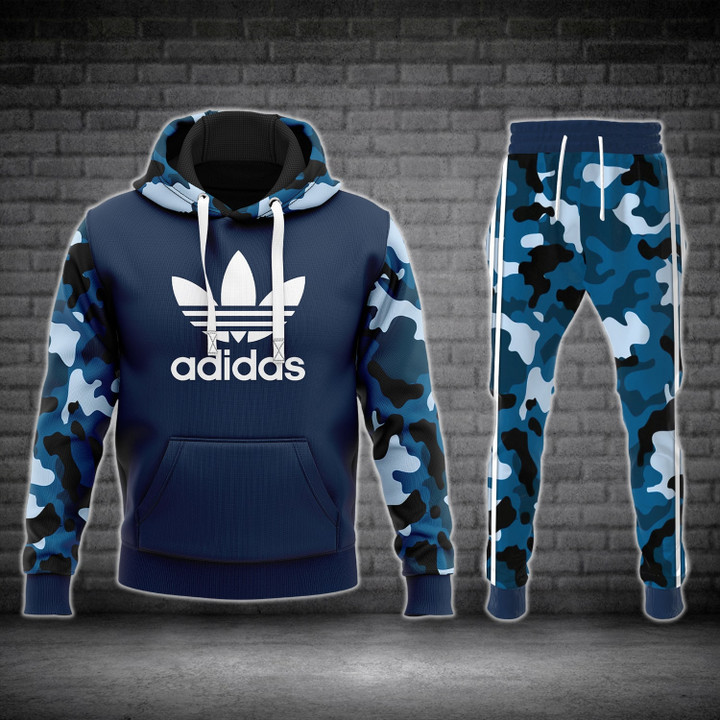 Adidas navi camou hoodie long pants 92