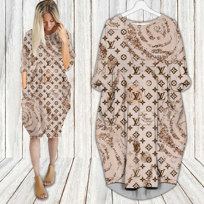 
louis vuitton batwing pocket dress lv luxury brand clothing clothes outfit for women hot 2023

