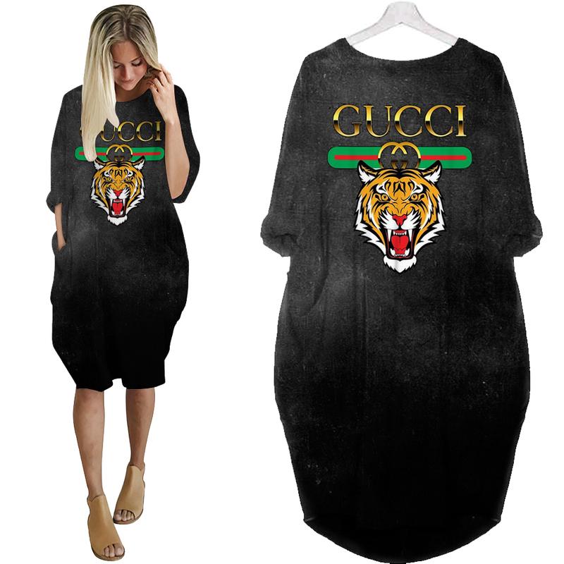 
gucci tiger batwing pocket dress luxury brand clothing clothes outfit for women hot 2023
