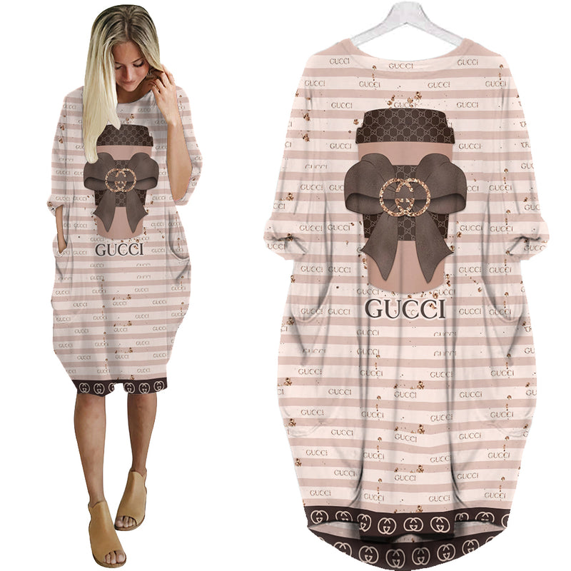 
gucci pink batwing pocket dress luxury brand clothing clothes outfit for women hot 2023
