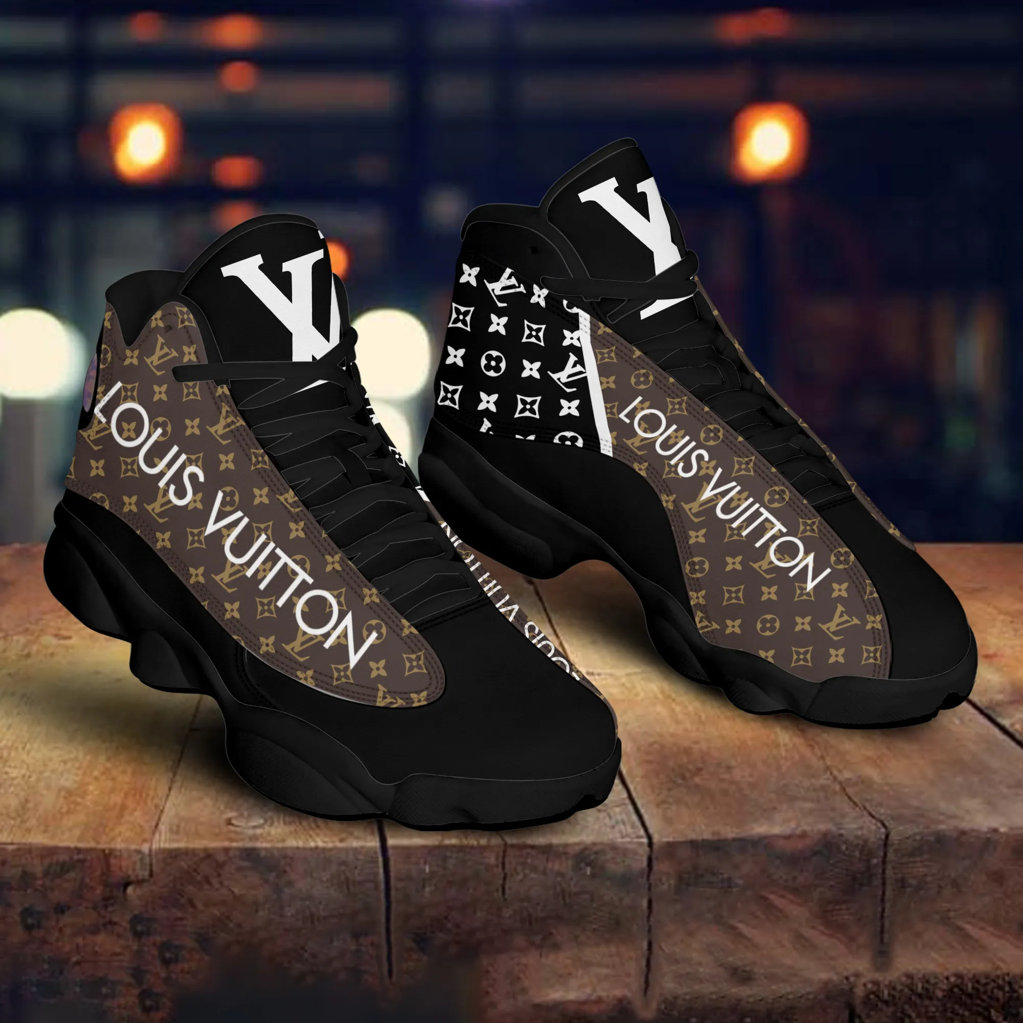 
louis vuitton black brown air jordan 13 sneakers shoes hot 2022 lv for men women
