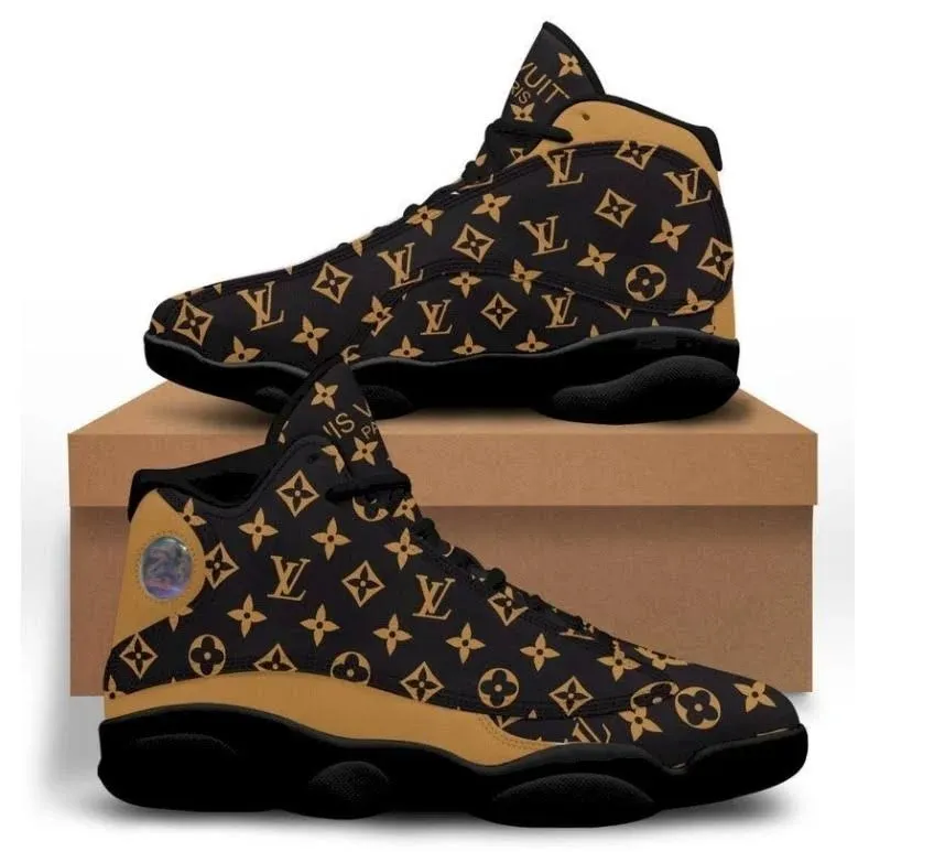 
louis vuitton monogram brown air jordan 13 sneakers shoes hot 2022 lv for men women
