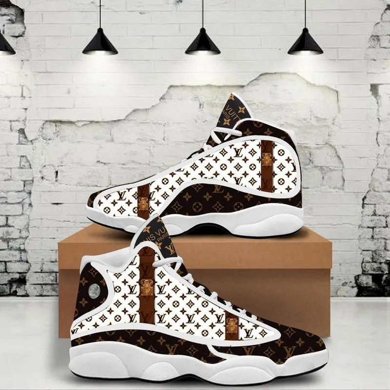 
louis vuitton monogram brown white lv air jordan 13 sneakers shoes gifts for men women
