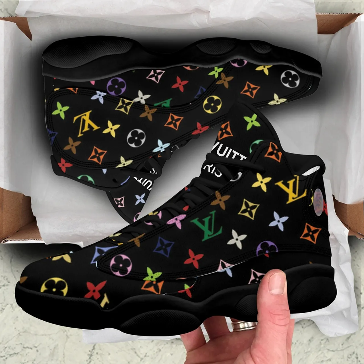
retro louis vuitton black air jordan 13 sneakers shoes hot 2022 lv gifts for men women

