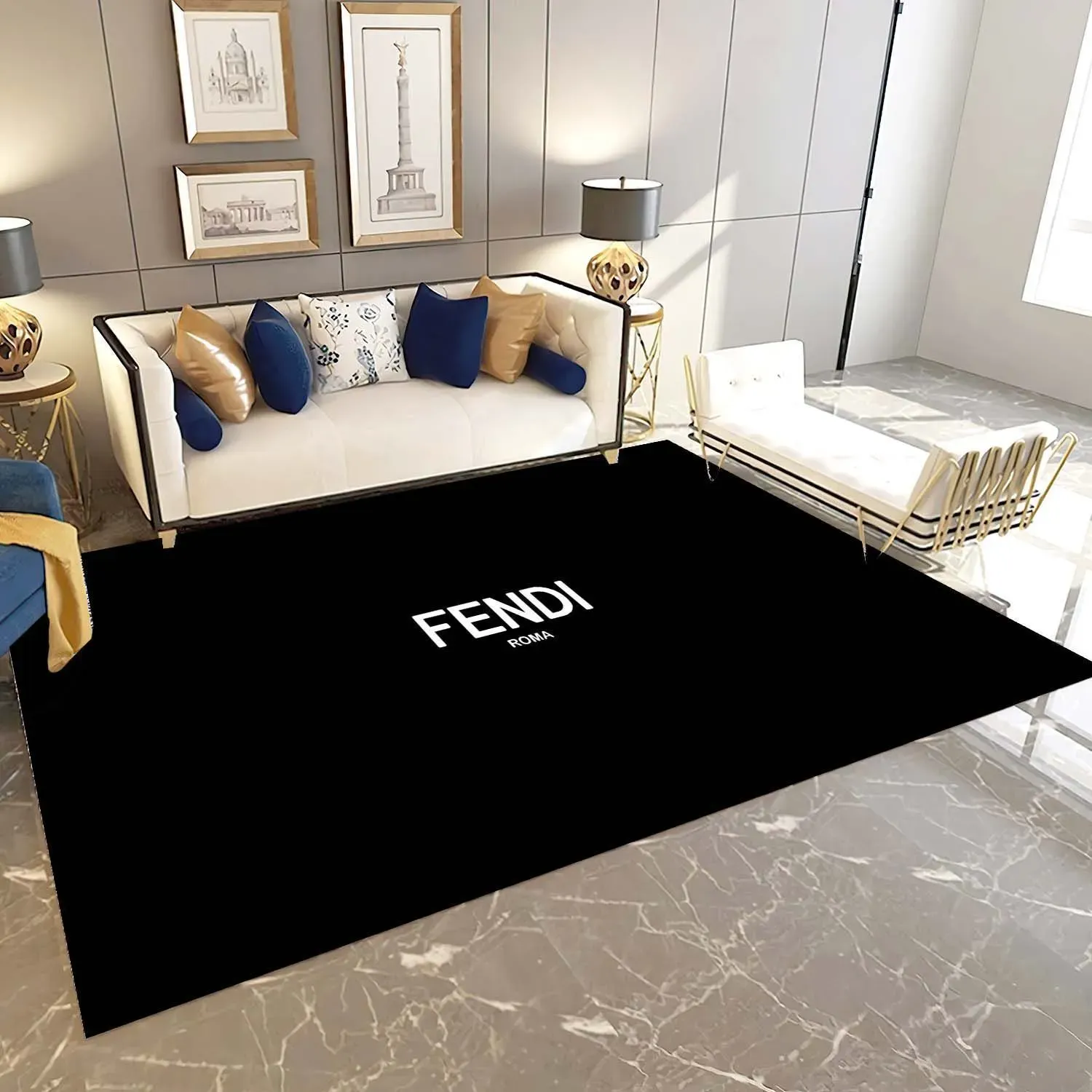 
                fendi fashion logo limited luxury brand rug carpet home decor
            