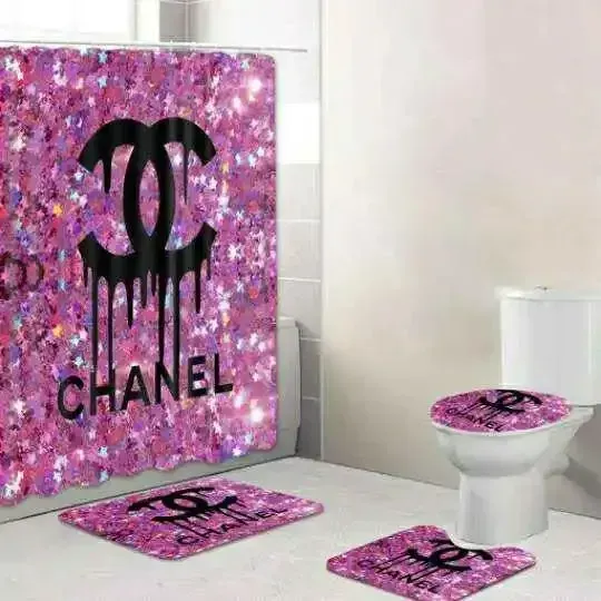 
                chanel pink fashion logo limited luxury brand bathroom set home decor
            