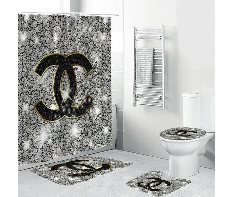 
                chanel grey fashion logo limited luxury brand bathroom set home decor
            